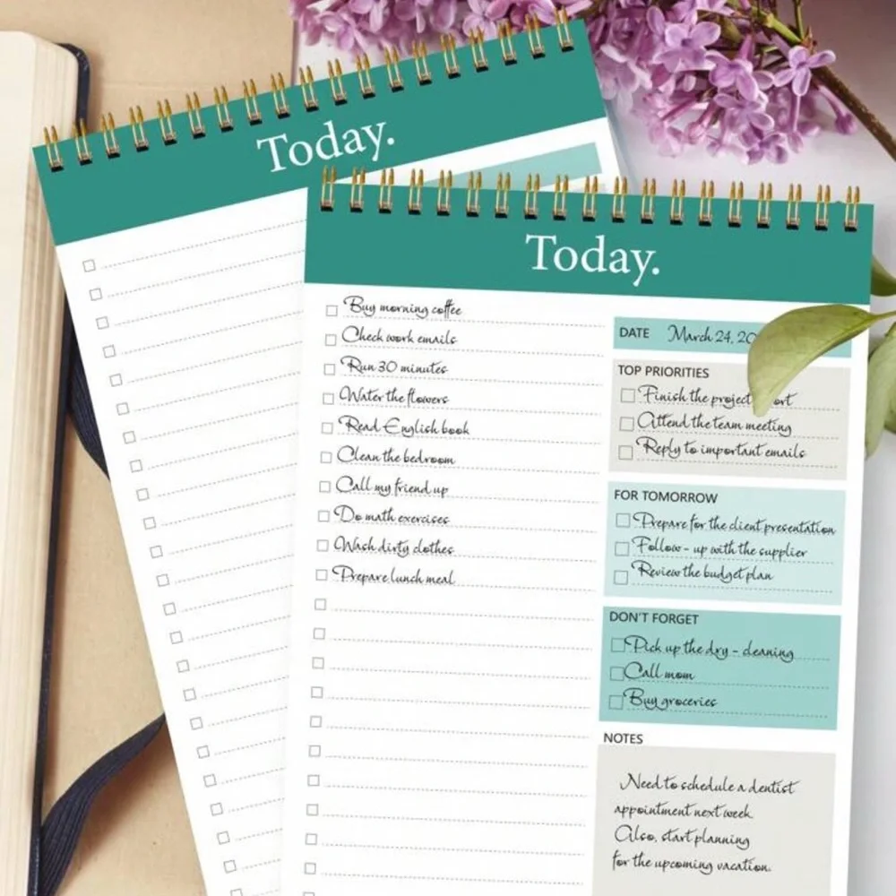Teal and White Daily Planner Notepad